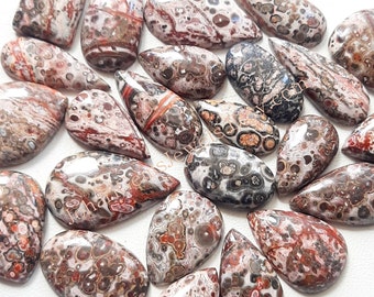 Natural Leopard Skin Jasper Cabochon, Wholesale Lot Cabochon By Weight With Different Shapes And Sizes Used For Jewelry Making