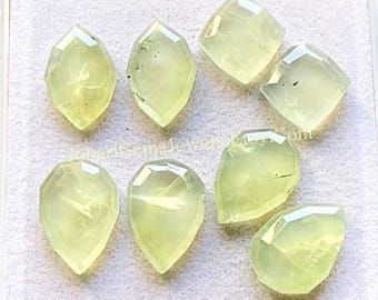 New Prehnite Fancy Shape Pair With Flat Back Gemstone 4 Pairs Lot | Size : 10-16 MM | Used For Jewelry Making