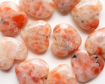 Natural Sunstone Heart Shape Cabochon Wholesale Lot By Weight With Different Shapes And Sizes Used For Jewelry Making