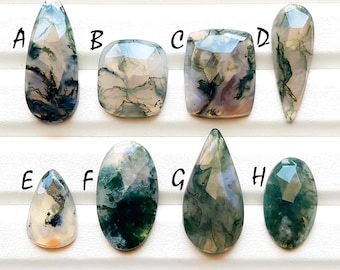 Moss Agate Rose Cut Loose Gemstone For Jewelry Making, AAA+ Natural Moss Agate Rose Cut For Handmade Jewelry And Wire Wrap - 22824-22831