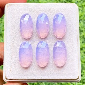 Lavender Quartz 10x20 MM Oval Shape Rose Cut With Flat Back Gemstone 6 Pieces Lot, AAA+ Lavender Quartz Used For Jewelry Making
