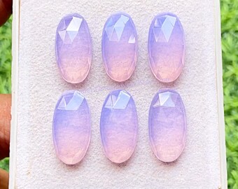 Lavender Quartz 10x20 MM Oval Shape Rose Cut With Flat Back Gemstone 6 Pieces Lot, AAA+ Lavender Quartz Used For Jewelry Making
