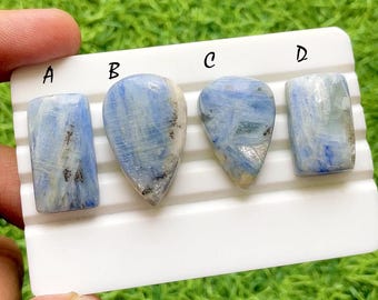 Frozen Sky Blue Kyanite Cabochon For Wire Wrap, Natural Blue Kyanite Loose Gemstones, Icy Kyanite Stones for Jewelry Making - 36876-36879