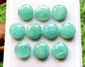 Amazonite Fancy Cut Round Shape With Flat Back Gemstone 10 Pieces Lot | Size : 12 MM | AAA+ Amazonite Used For Jewelry Making