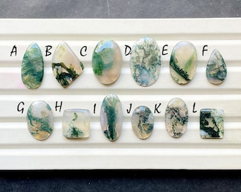 Moss Agate Cabochon Loose Gemstone For Jewelry Making, AAA+ Natural Moss Agate Cabochon For Handmade Jewelry and Wire Wrap - 32340-32353