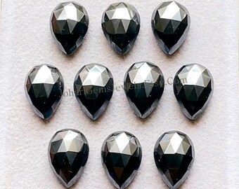 Hematite 9x13 MM Pear Shape Rose Cut With Flat Back Gemstone 10 Pieces Lot For Jewelry, AAA+ Natural Hematite Used For Handmade Jewelry