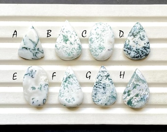 TREE MOSS Agate Cabochon Loose Gemstone For Jewelry Making, AAA+ Natural Tree Moss Agate Cabochon For Wire Wrap - 29501-29508