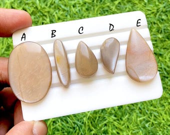 Champagne Veil Moonstone Cabochon Loose Gemstone For Jewelry Making, AAA+ Natural Beige Moonstone For Wire Wrap - 35283-35287