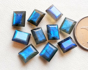 Labradorite Rose Cut 10X8 MM Rectangle Gemstone 10 Pieces Lot | Top Quality Natural Labradorite Rose Cut With Point Back For Jewelry Making