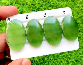 Verdant Glow Collection Natural Green Serpentine Cabochon For Wire Wrap, Smooth Polished Loose Gemstones for Jewelry Making - 36211-36214