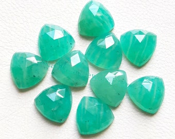 Amazonite Trillion Shape Rose Cut Gemstone - Natural Amazonite 12x12mm Calibrated Rosecut 10 Pieces Lot For Jewelry Making, Pendant, Ring