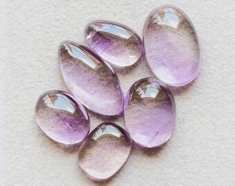 Pink Amethyst Cabochon Loose Gemstone 6 Pieces Lot | Size : 19-12 MM | AAA+ Natural Pink Amethyst Cabochon Lot For Handmade Jewelry - 29124
