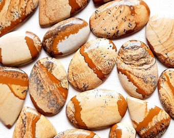 Selected  Picture Jasper Cabochon Wholesale Lot By Weight With Different Shapes and Size Used For Jewelry Making
