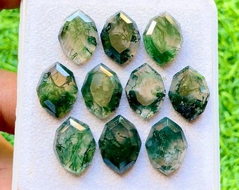 Moss Agate 12X16 MM Fancy Cut Marquise Shape With Flat Back 5 Pieces Gemstone Lot For Jewelry Making, AAA+ Natural Moss Agate For Jewelry