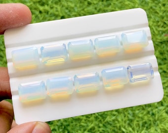 Opalite 10x14 MM Faceted Emerald Cut Shape With Pointed Back Gemstone 10 Pieces Lot For Handmade Jewelry Making, Opalite For Jewelry Making