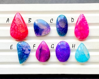 New Colorful Spiderweb Agate Cabochon Loose Gemstone For Jewelry Making, AAA+ Colorful Spiderweb Agate Gemstone For Wire Wrap - 29860-29867