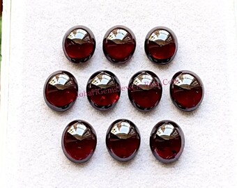 Garnet Calibrated Oval Shape Cabochon With Flat Back 10 Pieces Gemstone Lot | Size : 8X10 MM | AAA+ Natural Garnet Used For Jewelry Making