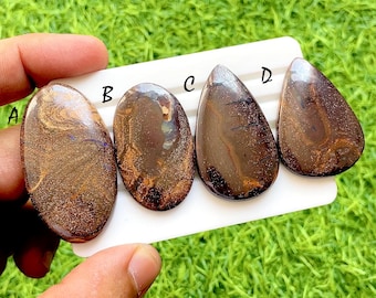 SELECTED Boulder Opal Cabochon For Wire Wrap, Natural Ironstone Fire Veins Brown Sparkle Gemstones For Jewelry Making - 36116-36119