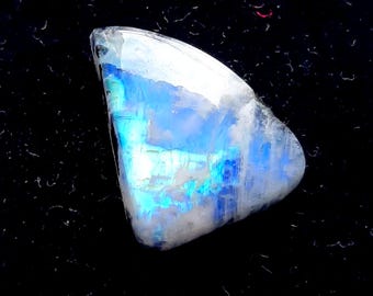 Rainbow Moonstone Cabochon With Black Tourmaline Dot For Jewelry Making, AAA+ Natural Rainbow Moonstone Cabochon For Wire Wrap - 26151-26154