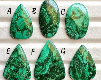 Rare FOREST MALACHITE Cabochon Loose Gemstone For Jewelry Making, AAA+ Natural Forest Malachite Cabochon Gemstone For Wire Wrap -23910-23915