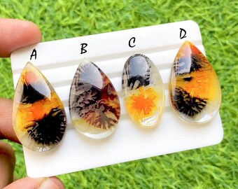 Selected Scenic Agate Doublet Cabochon Loose Gemstone For Jewelry Making, AAA+ Synthetic Scenic Agate Doublet For Wire Wrap - 35126-35129