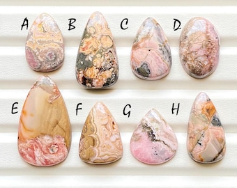 Beautiful Rare Pattern Rhodochrosite Cabochon Loose Gemstone For Jewelry Making, AAA+ Natural Rhodochrosite For Wire Wrap - 24340-24347