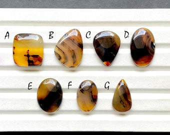 NEW Yellowstone River Montana Agate Cabochon Loose Gemstone For Jewelry Making, AAA+ Montana Agate Cabochon For Wire Wrap - 30128-30134