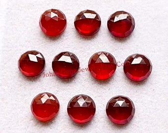 Hessonite Garnet Rose Cut 8 MM Round Shape With Flat Back Gemstone 10 Pieces Lot, AAA+ Natural Hessonite Garnet Used For Jewelry Making