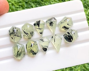 Rutilated Prehnite Fancy Shape Pair With Flat Back Gemstone 5 Pairs Lot | Size : 10x14 MM | AAA+ Natural Prehnite Used For Jewelry Making