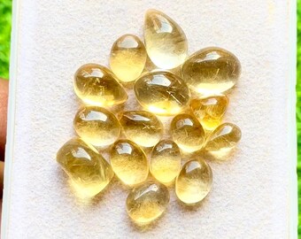 Selected Citrine Small Cabochon Loose Gemstone 15 Pieces Lot For Jewelry Making | Size : 12-8 MM | AAA+ Natural Citrine Cabochon - 29966