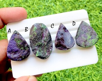 Royal Forest Kammererite Druzy Loose Cabochon For Wire Wrap, AAA+ Natural Purple & Green Sparkle Gemstones For Jewelry Making - 36240-36243