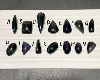 Rainbow Obsidian Cabochon Loose Gemstone For Jewelry Making, AAA+ Natural Rainbow Obsidian Cabochon For Wire Wrap - 34189-34202