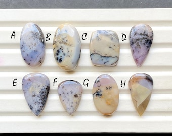 New Grey Dendritic Opal With Amethyst Cabochon Loose Gemstone For Jewelry Making, AAA+ Dendritic Opal For Handmade Jewelry - 30432-30439