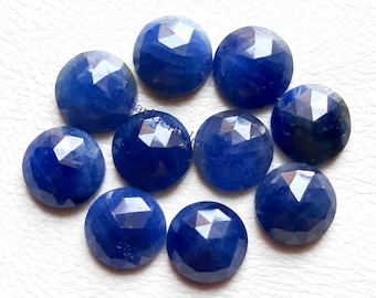 BLUE SAPPHIRE Rose Cut Gemstone 10 Pieces Lot | Size : 10 MM | 100% Natural Top Quality Blue Sapphire With Flat Back For Jewelry Making