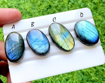 Multi Blue Labradorite Cabochon Loose Gemstone For Jewelry Making, AAA+ Natural Multi Blue Labradorite Gemstone For Wire Wrap - 35816-35819