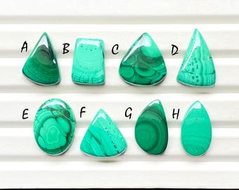 MALACHITE Cabochon Loose Gemstone For Jewelry Making, AAA+ High Polish Malachite Cabochon For Handmade Jewelry And Wire Wrap - 25973-25980