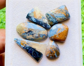 PIETERSITE Cabochon Loose Gemstone 6 Pieces Lot | Size 25-13 MM | AAA+ Natural Pietersite Gemstone For Handmade Jewelry and Wirewrap- 29443