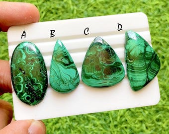 Rare FOREST MALACHITE Cabochon Loose Gemstone For Jewelry Making, AAA+ Natural Forest Malachite Cabochon Gemstone For Wire Wrap -38047-38050