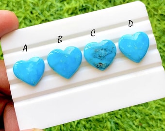Sleeping Sky Turquoise Heart Cabochon For Wire Wrap, Natural Blue Turquoise Heart, Heart Shape Turquoise For Jewelry Making - 36582-36585