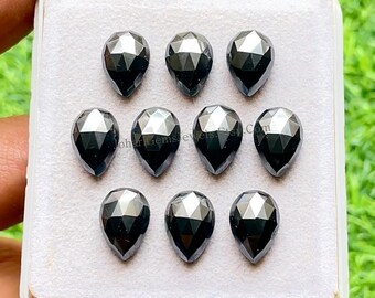 Hematite 9x13 MM Pear Shape Rose Cut With Flat Back Gemstone 10 Pieces Lot For Jewelry, AAA+ Natural Hematite Used For Handmade Jewelry