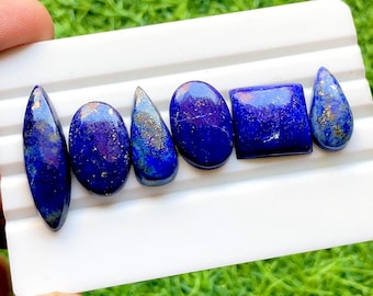 Lapis Lazuli Cabochon 6 Pieces Loose Gemstone Lot | Size : 32-19 MM | AAA+ Natural Lapis Lazuli Cabochon For Handmade Jewelry - 34389