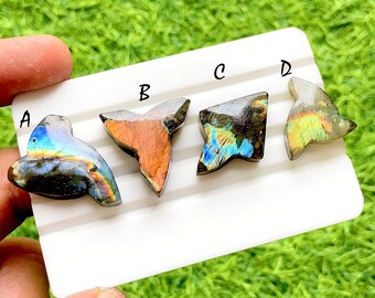 Aurora Flame Spectrolite Labradorite Fancy Cut Loose Cabochon, Intense Rainbow Flash Iridescent Gemstone For Jewelry Making - 37718-37721