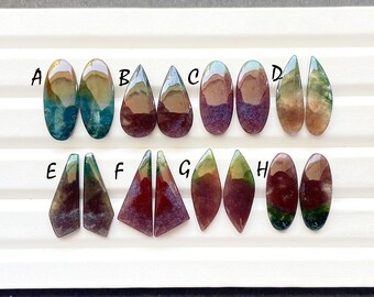 RARE BLOOD Moss Agate Pair Cabochon Loose Gemstone For Jewelry Making, AAA+ Natural Blood Moss Agate Matching Pair For Earrings -24734-24741