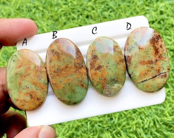 Rust Forest Opal Cabochon For Wire Wrap, AAA+ Natural Green Opal Cabochons, Natural Earth Tone Gemstone, Jewelry Making Stones - 35583-35586