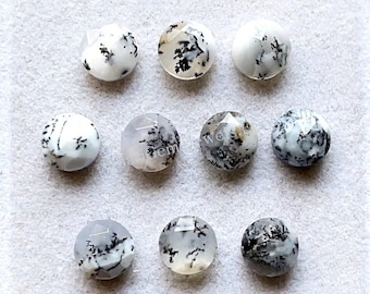 Dendritic Opal 8 MM Round Shape Rose Cut Loose Gemstone 10 Pieces Lot, AAA+ Natural Dendritic Opal Flat Back Gemstone For Jewelry Making