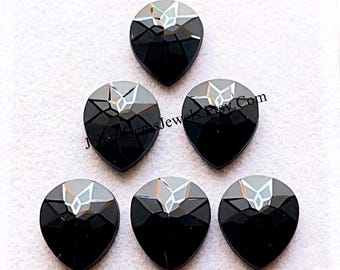 Black Spinel Precision Hand Cut And Carved 12X14 MM Pear Shape Gemstone 6 Pieces Lot for Jewelry Making