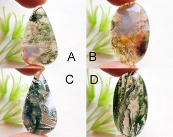 Moss Agate Cabochon Loose Gemstone, AAA+ Natural Scenic Moss Agate Cabochon For Handmade Jewelry and Wirewrap - 5845-5848