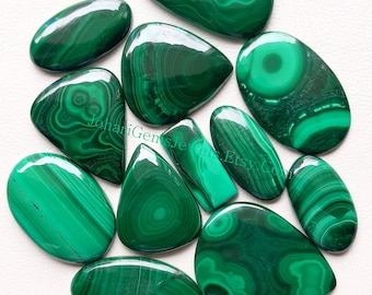 High Polish MALACHITE Cabochon Wholesale Lot, AAA+ Natural Malachite By Weight With Different Shapes And Sizes Used For Jewelry Making