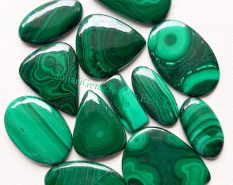 MALACHITE Cabochon Wholesale Lot, AAA+ Natural Malachite By Weight With Different Shapes And Sizes Used For Jewelry Making