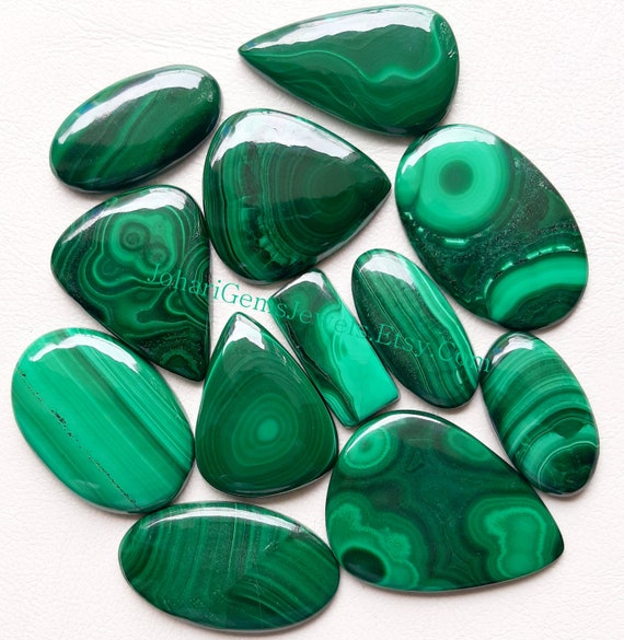 High Polish MALACHITE Cabochon Wholesale Lot, AAA+ Natural Malachite By Weight With Different Shapes And Sizes Used For Jewelry Making